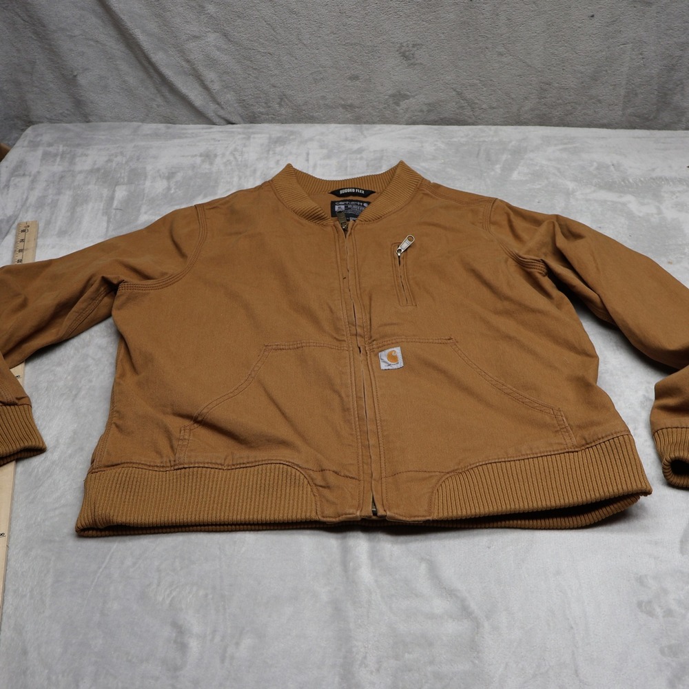 Carhartt Jacket Womens XL 16/18 Brown Crawford Relaxed Fit Canvas Bomber Work